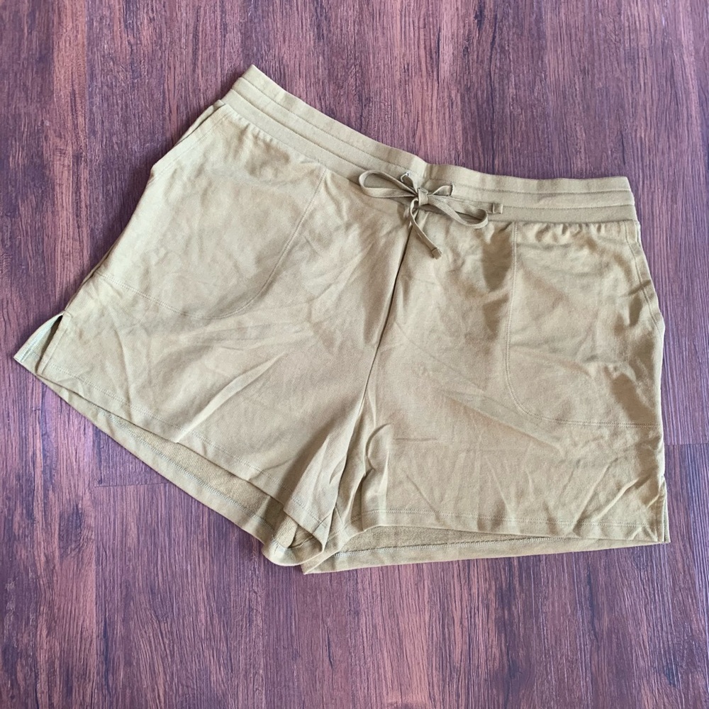 Ava & Viv Khaki Green Cotton Blend Drawstring Shorts